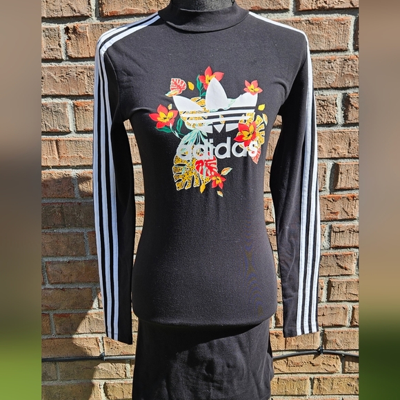 Adidas Black Midi Dress with Floral Accents HER collection - Picture 4 of 7